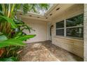 Inviting front porch with stone flooring, tropical foliage, and bright natural light at 117 Connie Ave, Tampa, FL 33613