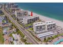An aerial view showcases this condo, located near the beach with city views at 1430 Gulf Blvd # 707, Clearwater Beach, FL 33767