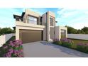 Sleek two-story home features clean architectural lines, a balcony, a two-car garage, and a neatly kept lawn at 4316 Wallace Cir, Tampa, FL 33611