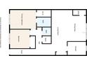 Detailed floor plan featuring two bedrooms, two baths, and a spacious living/dining area at 5501 80Th N St # 206, St Petersburg, FL 33709