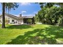 Large, grassy backyard with a covered patio, perfect for outdoor entertaining at 12219 Steppingstone Blvd, Tampa, FL 33635