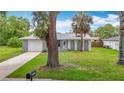 A charming single-story home with fresh exterior paint, an attached garage, and a well-maintained lawn at 8329 Gulf Way, Hudson, FL 34667