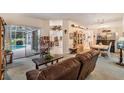 Inviting living room with a view of the screened lanai and pool, creating a seamless indoor-outdoor living experience at 4418 Gentrice Dr, Valrico, FL 33596