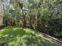 A lush green backyard with a line of trees bordering the back of the property at 5125 Palm Springs Blvd # 3108, Tampa, FL 33647