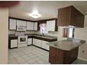 Traditional kitchen with white cabinets, wood accents, and modern appliances, ideal for cooking and entertaining at 17306 Livingston Ave, Lutz, FL 33559