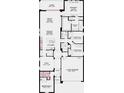 Detailed floor plan showcasing the layout of a four-bedroom home with a two-car garage at 1959 Longliner Loop, Wesley Chapel, FL 33543