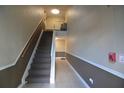 Well-lit carpeted staircase leads to the upper levels of the building at 13758 Orange Sunset Dr # 202, Tampa, FL 33618
