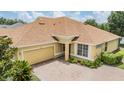 Charming home with a brick driveway, mature landscaping and a two car garage at 27427 Mistflower Dr, Wesley Chapel, FL 33544