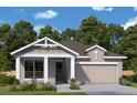 Charming exterior view of new construction featuring a covered front porch, two-car garage and landscaping at 3110 19Th N St, St Petersburg, FL 33713
