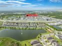 Aerial view of a community with lake and water front living at 9140 Hillcroft Dr, Riverview, FL 33578