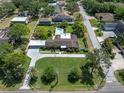 Expansive aerial view of home with inground pool, lush lawn, carport, and manicured landscaping at 10611 131St St, Largo, FL 33774