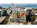 High-rise building featuring a beautiful exterior and an indication of the location of a unit at 628 Cleveland St # 711, Clearwater, FL 33755