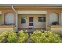 Inviting front entrance with decorative lattice panels and well-maintained landscaping at 2460 Northside Dr # 802, Clearwater, FL 33761