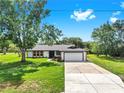 Charming single-story home with a well-manicured lawn, long driveway and attached garage at 9903 Saddle Rd, Tampa, FL 33626