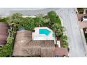 Real estate featuring a sparkling pool, lush landscaping, and a well-maintained home exterior at 13501 Avista Dr, Tampa, FL 33624