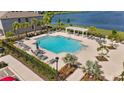 Community pool featuring lounge chairs, shade features, and tropical landscaping at 308 Mangrove Shade Cir, Apollo Beach, FL 33572