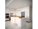 Modern kitchen with sleek white cabinetry, stainless steel appliances, and a marble island at 400 Central Ave # 2705, St Petersburg, FL 33701