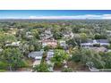 Expansive aerial shot showcasing the neighborhood's lush greenery and the city skyline in the distance at 4419 W El Prado Blvd, Tampa, FL 33629