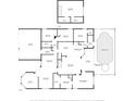 Detailed floorplan featuring the home's layout, including bedrooms, kitchen, living spaces, and screened-in pool area at 10751 Tavistock Dr, Tampa, FL 33626