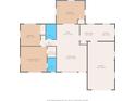 Detailed floor plan showcasing the layout of the home, including bedrooms, living room, and attached garage at 4922 Bola St, New Port Richey, FL 34652