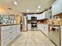 Bright kitchen with stainless steel appliances, white cabinetry, tile backsplash, and plenty of counter space at 4901 Taylor N St, St Petersburg, FL 33714