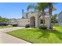 Inviting home with lush lawn, mature palm trees, and well-maintained landscaping at 10216 Summer Azure Dr, Riverview, FL 33578