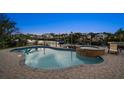 Inviting backyard pool and spa with a view of the canal offer the perfect outdoor relaxation and entertainment space at 316 Hillpoint Dr, Palm Harbor, FL 34683