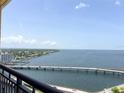 Expansive water view from the unit's balcony with a bridge, clear blue skies, and distant waterfront homes at 345 Bayshore Blvd # 1807, Tampa, FL 33606
