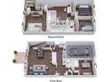 3D floor plan showcasing layout of both floors, including kitchen, living room, bedrooms, and attached garage at 11739 Blackbrook Ct, Seffner, FL 33584