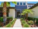 Inviting front entrance with manicured landscaping, stone path, and a palm tree at 2648 Lake Manor Dr, Land O Lakes, FL 34639