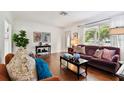 Bright living room featuring hardwood floors, stylish furniture, and large window at 2560 51St N St, St Petersburg, FL 33710