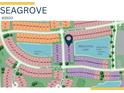 Community map showcasing the neighborhood layout, including streets, lakes, and amenities in the community at 27132 Capri Shores Cir, Englewood, FL 34223