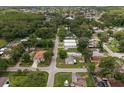 A captivating aerial view showcasing the neighborhood's lush greenery, tree-lined streets, and proximity to local amenities and attractions at 12324 Pittsfield Ave, Tampa, FL 33624