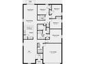 Detailed floor plan showcasing four bedrooms, two bathrooms, kitchen, and garage at 13548 Tropical Breeze Way, Hudson, FL 34669