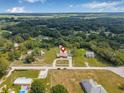 Expansive aerial view of the property showcasing lush greenery and the surrounding neighborhood at 30703 San An Rd, San Antonio, FL 33576