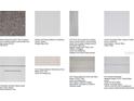 Selection board featuring carpet, quartz, tile, solid surface, and cabinet samples at 719 Steel Dr, Apollo Beach, FL 33572