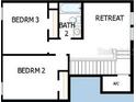 Upstairs floor plan showing bedroom 2, bedroom 3, bathroom 2 and a retreat at 31400 Pendleton Landing Cir, Wesley Chapel, FL 33545
