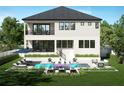 An expansive backyard with a private pool, lounge chairs, and a covered patio offers the ideal outdoor space at 4616 W Estrella St, Tampa, FL 33629