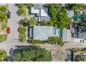 Aerial view of the property, highlighting the pool, surrounding greenery, and neighborhood at 1822 1St Se St, St Petersburg, FL 33705