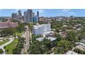 Scenic aerial shot captures the cityscape, lush greenery, and charming streets below on a sunny day at 700 Beach Ne Dr # 606, St Petersburg, FL 33701