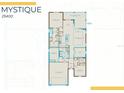 Detailed floorplan showcasing the layout of this Mystique home including the owner's suite, kitchen, and gathering room at 16407 Sapphire Point Dr, Lakewood Ranch, FL 34211