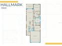 Hallmark 73500 floor plan showcasing two car garage, covered lanai, kitchen, cafe, gathering room, and owner's suite at 10463 Abaco Falls Dr, Englewood, FL 34223