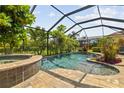 Enclosed pool and hot tub surrounded by lush greenery for ultimate privacy and relaxation at 165 Mobbly Bay Dr, Oldsmar, FL 34677