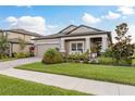 Beautiful one-story home with a manicured lawn, lush landscaping, and a welcoming front porch area at 12451 Nouveau Ave, Spring Hill, FL 34610