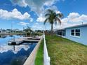 Backyard view with access to private dock and canal at 13931 King Ave, Hudson, FL 34667