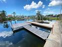 Waterfront dock with boat lift access and water views at 13931 King Ave, Hudson, FL 34667
