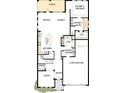 Detailed first-floor floor plan showcases the layout of the kitchen, Gathering room, and lanai at 1583 Running Tide Pl, Sarasota, FL 34240