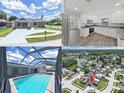 Real estate collage featuring exterior, kitchen, aerial view and pool at 4652 Swallowtail Dr, New Port Richey, FL 34653
