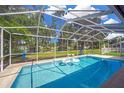 Inviting screened pool with swan floats, providing a relaxing oasis with views of the backyard and beyond at 4617 Basswood St, Land O Lakes, FL 34639