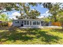 Expansive backyard with lush grass, mature trees, and a patio perfect for outdoor enjoyment at 6334 22Nd N Ave, St Petersburg, FL 33710